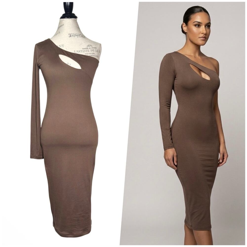 JLUXLABEL | Women | Stretch Jersey Asymmetric Cutout Bodycon Mini Dress | Large